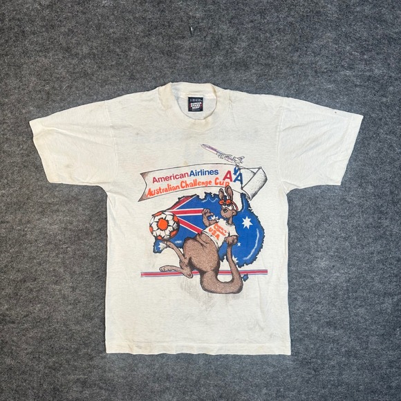 Screen Stars Best Other - VTG 90s Single Stitch American Airlines Australian Soccer Shirt Small